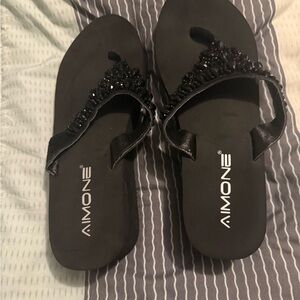 Black Beaded Women's Sandals